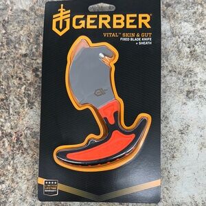 Gerber Orange and Black Fixed Blade Skinning Knife with Sheath